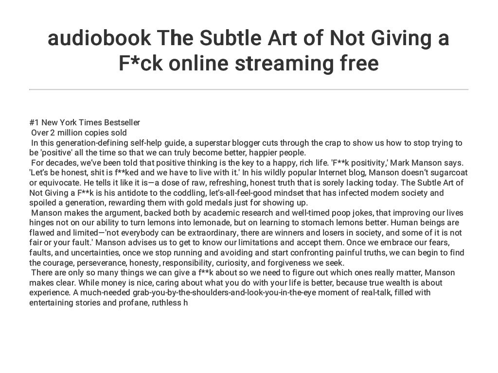 audiobook The Subtle Art of Not Giving a F*ck online