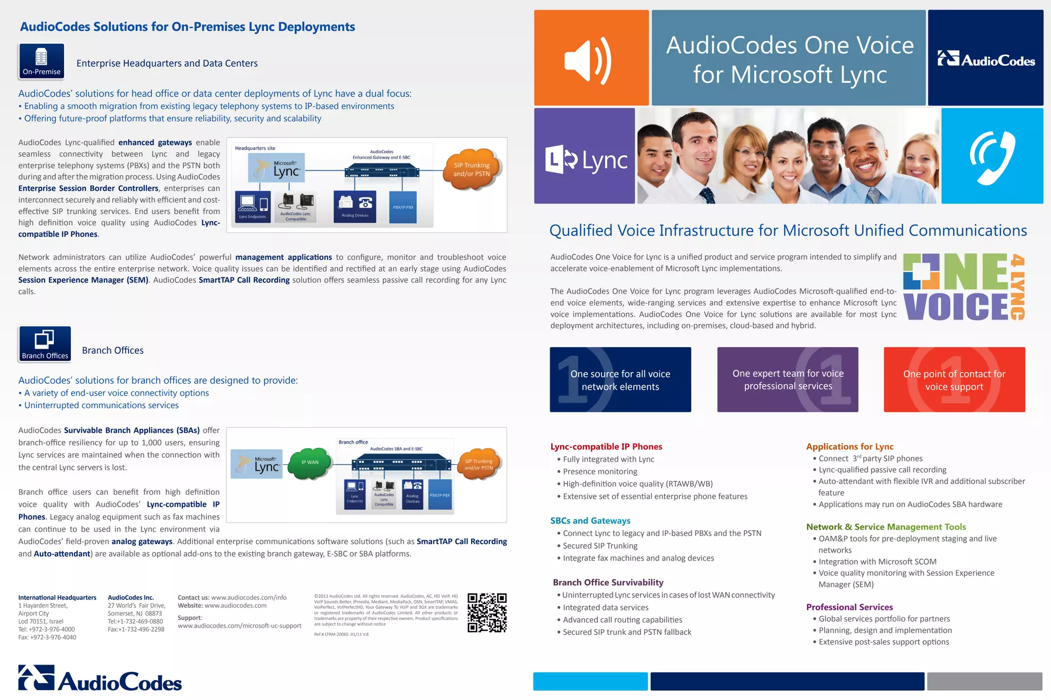 Audio codes one voice for lync brochure | PPT