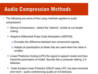 Audio Compression Algorithm Audio compression | ODP