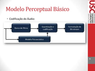 Modelo Perceptual Básico
• Codificação do Áudio:

9

 