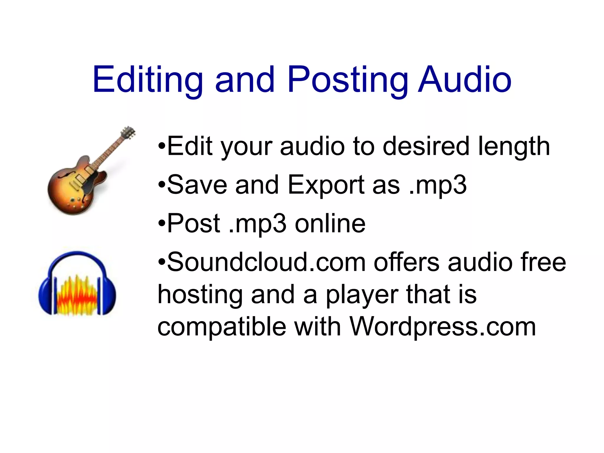 Get an ID: Name, age, occupation, location.Tips for InterviewingWhen you are done interviewing, let the recorder continue to run. Sometimes this is when you get the best stuff.
