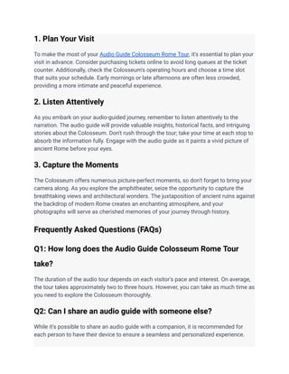 Colosseum Rome Plan Visitors Guide.pdf Audio Guide Colosseum Rome Tour Visits.pdf