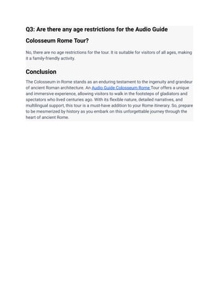 Colosseum Rome Plan Visitors Guide.pdf Audio Guide Colosseum Rome Tour Visits.pdf