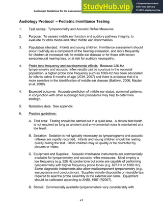 Immittance Testing Audiologic Guidelines For The Assessment Of Hearing In Infants And ...