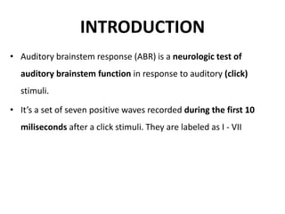 Brainstem Function Test AudiOLOGY class for UG students for theory | PPT