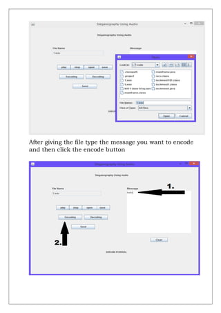 After giving the file type the message you want to encode
and then click the encode button
 