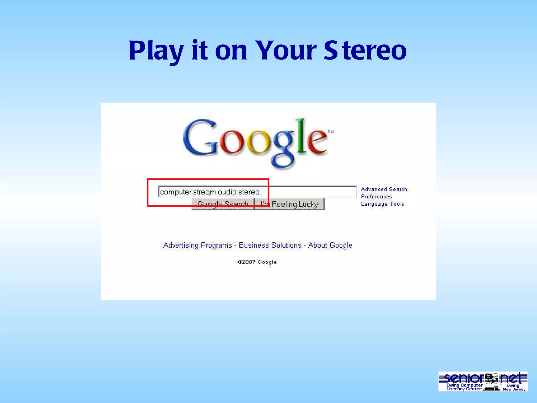 Play it on Your Stereo 