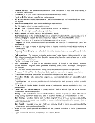 Audio procedures and operations | DOC