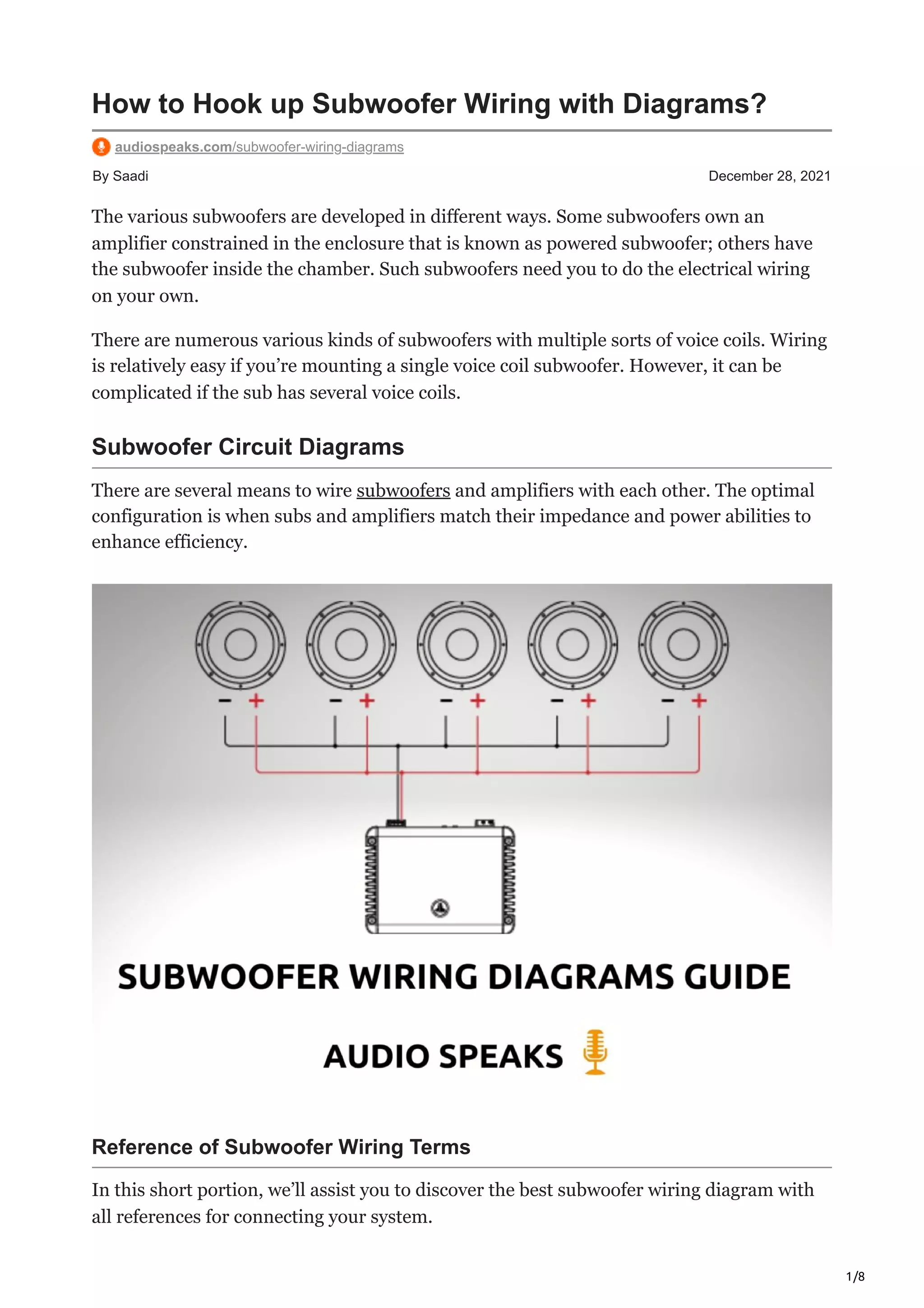 How to Hook up Subwoofer Wiring with Diagrams PDF