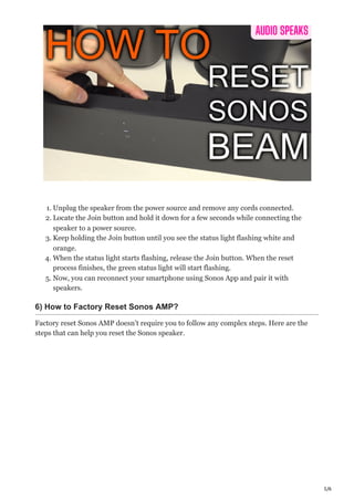 How to Reset a Sonos Speaker All Methods Explained | PDF