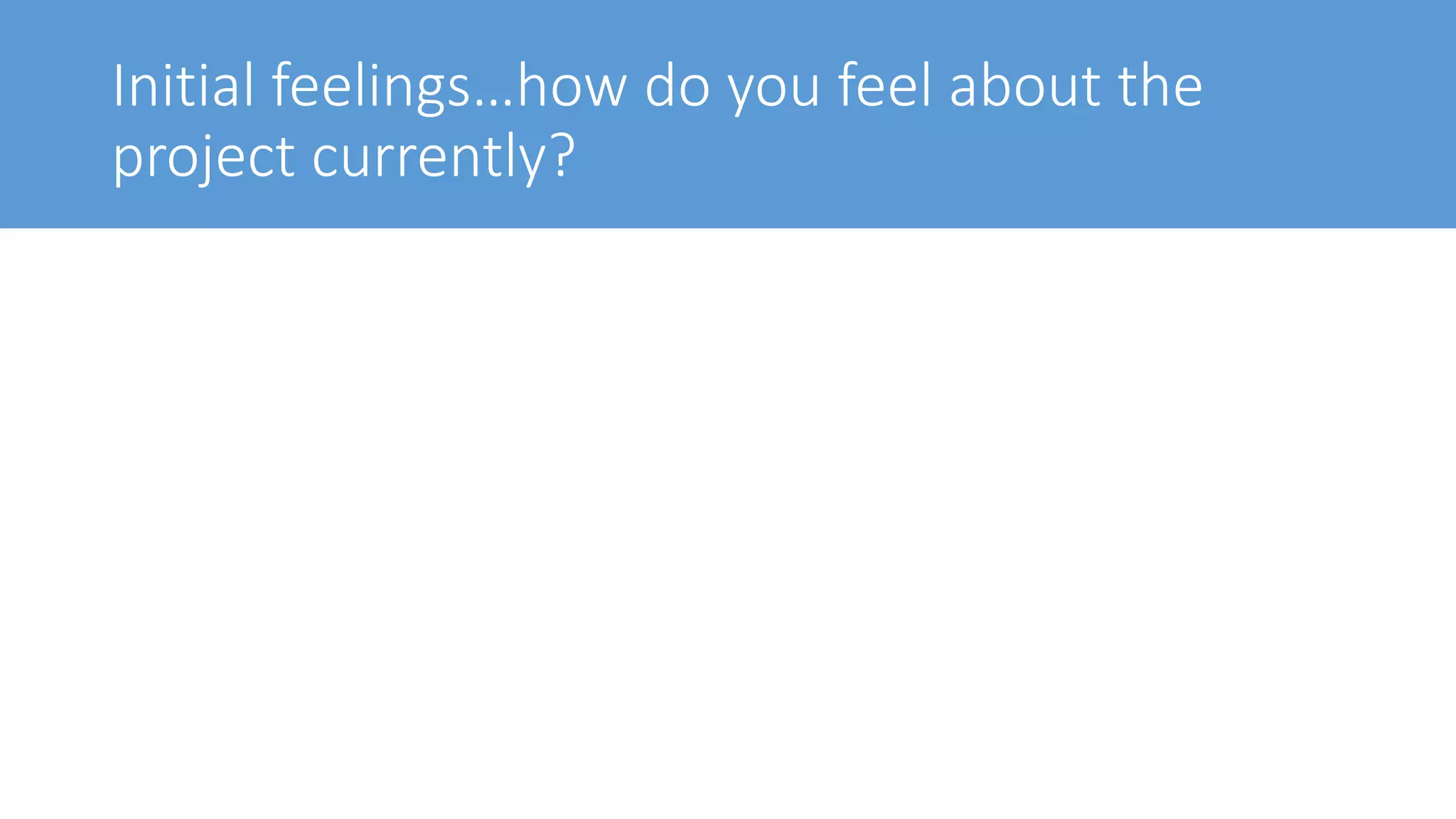 Initial feelings…how do you feel about the
project currently?
 