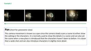 Pan Camera Example Audiovisual media language 2 Camera angles and movements | PPTX