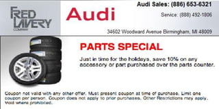 Audi Parts Coupon near Detroit | Fred Lavery Company