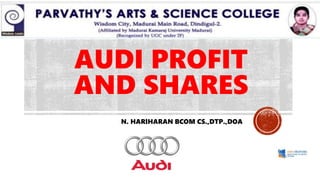 AUDI PROFIT
AND SHARES
N. HARIHARAN BCOM CS.,DTP.,DOA
 