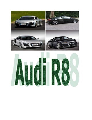 Audi R8 (road car)<br />The Audi R8[3]  (Typ 42)[5]  is a sports car with a longitudinally mounted mid-engine,[3][6]  and uses Audi's trademark quattro permanent four-wheel drive system.[3][7]  It was introduced by the German automaker AUDI AG in 2006.<br />The car was exclusively designed, developed, and manufactured by AUDI AG's high performance private subsidiary company, quattro GmbH, and is similar to the Lamborghini Gallardo.[8] The fundamental construction of the R8 is based on the Audi Space Frame,[3] and uses an aluminium monocoque which is built around space frame principles. The car is built by quattro GmbH in a newly renovated factory at Audi's 'aluminium site' at Neckarsulm in Germany.[3]<br />In 2005, Audi announced that the name of the successful Audi R8 race car would be used for a new road car in 2007, the Audi R8, based on the Audi Le Mans quattro concept car, appearing at the 2003 International Geneva Motor Show, and 2003 Frankfurt International Motor Show. The R8 road car was officially launched at the Paris Auto Show on 30 September 2006. There was some confusion with the name, which the car shares with the 24 Hours of Le Mans winning R8 Le Mans Prototype (LMP). 6-time 24 Hours of Le Mans winner Jacky Ickx described the R8 as quot;
the best handling road car todayquot;
.[9]<br />The Audi R8 is used as a safety car in Deutsche Tourenwagen Masters and British Superbike Championship racing series.<br />Production<br />To produce the R8 at quattro GmbH, seventy workers fit 5,000 unique parts by hand. The factory at Neckarsulm, redeveloped at a cost of €28 million, usually produces between eight and fifteen cars a day, up to a maximum daily output of 29 cars.[3]  Ninety-five lasers  inspect the entire car in five seconds to ensure that over 220 measurements are within 0.1 millimetres of the programmed plans.<br />Available markets<br />The two-seat coupé is currently available in Bahrain, Europe, the United States, Canada, Australia, Japan and South Africa.[11]  The R8 Spider, an open-top roadster  model, followed in 2009. In Latin America, the R8 became available at the end of 2008 at dealers in Mexico City, Bogota, Medellin, São Paulo, Rio de Janeiro, Buenos Aires, Lima and Santiago. Customers bought every unit available for 2008 within a week[12]  after the R8 premiered at the Bogota International Auto Show and Auto Expo of Medellin.<br />In Asia, the R8 is available in Bahrain, India, Japan, Taiwan, South Korea, Philippines, Hong Kong and Vietnam, and has been available in China, Turkey, United Arab Emirates, Singapore and Indonesia since 2008.<br />Powertrain<br />The Audi R8 was initially equipped with a 4.2 litre V8 internal combustion engine. Specifically, it is an all-aluminium alloy 32-valve  (four valves per cylinder) petrol engine,[3]  utilising Fuel Stratified Injection (FSI),[3]  and has a displacement of 4,163 cubic centimetres (254.0 cu in).[3]  It develops a motive power output of 309 kilowatts (420 PS; 414 bhp) (Directive 80/1269/EEC),[3]  and generates 430 newton metres (317 ft·lbf) of torque,[3]  on 98 RON 'Super Unleaded' petrol. It is basically the same engine used in the Audi B7 RS4, but is modified to use dry sump  lubrication system. This V8 is a highly reworked, high-revving variant from the existing 4.2 litre V8, but includes cylinder-direct fuel injection (Fuel Stratified Injection), and four valves per cylinder, instead of five (as used on the previous non-FSI variants). It also uses two chain-driven double overhead camshafts (DOHC) per cylinder bank, and utilises variable valve timing for both inlet and exhaust camshafts.<br />The transmission options are either a Lamborghini sourced six-speed manual gearbox with metal gate for the shift lever, or an Audi-developed R tronic[3] gearbox - which is a single-clutch semi-automatic electrohydraulic manual transmission, without a traditional clutch pedal.[6] These options are the same as those available on the Lamborghini Gallardo. A double clutch Direct-Shift Gearbox (DSG), now badged by Audi as S tronic, is not available (as of April 2010[update]).<br />V10 engine<br />AUDI AG unveiled the Audi R8 V10 on 9 December 2008. It uses a 5.2 litre FSI internal combustion engine,[3]  based on the unit in the Lamborghini Gallardo LP560-4 (which in turn was based on the 5.2 FSI V10 as used in the Audi C6 S6 and Audi D3 S8), but is re-tuned to produce a power output of 386 kilowatts (525 PS; 518 bhp), and generate 530 newton metres (391 ft·lbf) of torque.[3][4]  Compared to the V8 variant, the R8 V10's performance numbers are enhanced. Audi states the new 0 to 100 kilometres per hour (0 to 62.1 mph) time as only 3.9 seconds,[3]  60 to 124 miles per hour (97 to 200 km/h) in 8.1 seconds, and a top speed of 317 kilometres per hour (197.0 mph).[3]  Other changes to the V10 version of the R8 include some aesthetic differences: such as all-LED headlights (a world-first),[3]  interior enhancements such as Bang & Olufsen 465 watt sound system,[3]  and a more aggressive body styling,[13]  larger rear brakes and unique roadwheels.[3]<br />It was initially thought that this version of the R8 was going to have the same engine as the C6 Audi RS6, a 5.0 litre V10 TFSI twin-turbo engine, which produces 427 kilowatts (581 PS; 573 bhp). However, some components of the twin-turbo system overheated, and one prototype was destroyed by fire at the Nürburgring.[14] This model was shown at the 2009 North American International Auto Show.<br />Other technical details<br />As AUDI AG owns Lamborghini (Automobili Lamborghini S.p.A.), some of the R8 is shared with the Lamborghini Gallardo, including some of the chassis  and floorpan, transmissions, and the revised V10 engine. The R8 is made distinct by its Germanic exterior styling, cabin, smaller V8 engine, magnetic dampers, and pricing.<br />The R8 (with the V8 engine) has a kerb weight of 1,560 kilograms (3,439 lb).[3] Its suspension uses Delphi[20] magneto rheological dampers.[21]<br />Safety features include Bosch ESP 8.0 Electronic Stability Programme[3] which includes Anti-lock Braking System (ABS), Electronic Brakeforce Distribution (EBD), Anti-Slip Regulation (ASR) and Electronic Differential Lock (EDL),[3] front dual-stage airbags, and 'sideguard' curtain airbags.[22] The R8 also features a distinctive curved bar of LED daytime running lamps (DRLs) mounted insided the xenon HID headlamp casings.<br />The R8, like most mid- or rear-engine designed sports cars, utilises wider roadwheels and tyres on its rear axle. For the 18 inch alloy wheels (on standard summer tyres), there is just one range of sizes - the fronts are sized at 8.5Jx18H2 ET42, whilst the rears are two inches wider at 10.5Jx18H2 ET50. With the 19 inch wheels (standard fit in most markets), the theme continues - the fronts are all 8.5Jx19H2 ET42, and the rears are 11.0Jx19H2 ET50.[3] 19quot;
 wheels for the winter tyre package have a ½quot;
 narrower rear compared to the summer tyre wheel package. There is also a corresponding difference in tyre sizes - 18's are 235/40 ZR18 95Y XL (eXtra Load) up front and 285/35 ZR18 101Y XL at the rear. For the 19quot;
 tyres, two different options are available - all fronts are 235/35 ZR19 91Y, and the rears are either 295/30 ZR19 100Y XL or 305/30 ZR19 102Y XL.[3] Standard factory supplied tyre makes offered are either Continental SportContact3, or Pirelli P-Zero Rosso.<br />Reviews<br />Many publications[which?]  were hailing it as the first car to truly be able to beat the Porsche 997 — considered by many[who?]  to be one of the best sports cars ever made, and a leader in its class.[23]  Initial comparison tests have proven quite positive in this respect; Evo Magazine listed it as a quot;
supercarquot;
,[24]  compared the R8 to the Porsche 911 Carrera 4S, Aston Martin V8 Vantage, and BMW M6 and after praising the R8's quot;
amazing stability, traction and grip, unparalleled steering accuracy and bite, (and) its uncannily flat and disturbance-free ridequot;
, claimed that as a result of quot;
the sublime effortlessness of it allquot;
, the Audi is a better sports car. The article concluded that quot;
Audi humbles Porsche. A new dawn starts todayquot;
.[25]<br />Other publications have also written similar reviews of the Audi beating the Porsche in comparison tests.[7][26] In a half mile drag race conducted by Top Gear between the R8 and a 997 Carrera S, the Porsche won, crossing the line just a half metre before the R8. However, the R8 easily beat the Porsche around Top Gear's test track.<br />The television show Top Gear compared the Nissan GT-R to the R8, and remarked that the R8 was quot;
simultaneously less impressive and yet somehow more involvingquot;
. On the R8 they wrote that quot;
it rewards driver inputquot;
, calling it quot;
fantastic in a way that will appeal more to true car enthusiastsquot;
, but also remarked that it was quot;
much slowerquot;
, and the GT-R was cheaper.[27] On their test track, the car performed better than a Lamborghini Gallardo and an Aston Martin DB9.<br />On Bedford Autodrome, tested by Evo Magazine, the R8 was faster than the Lamborghini Gallardo.<br />