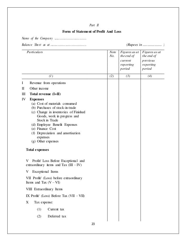 p and l form