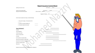 Report Issuance Control Sheet
Spelling and Grammar Check Performed by: ______PABLO____________________
Quality Assurance Review (QAR) Performed by: ______VILMARI__________________
Approval of final draft with responses Director of Audits: ___AMANDA_________________
Check all reports (original and all copies). Verify the following:
1. They contain all pages, in the appropriate order
__________
2 All copies are straight and legible; and __________
3. The signature page has been signed. __________
Report Distribution*:
President
Client Management
Chief Business Officer
Director of Internal Audit
Chancellor
Vice Chancellor for Academic Affairs
Executive Vice Chancellor for Health Affairs
Executive Vice Chancellor for Business Affairs
Institution Compliance Officer
Others (list)
Reading File (unbound hard copy – stampedand placed in Reading File)
Engagement Manager: ___JOSE ____________________
 