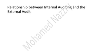 Relationship between Internal Auditing and the
External Audit
 