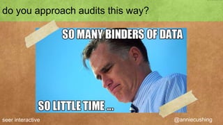 do you approach audits this way?




seer interactive                   @anniecushing
 