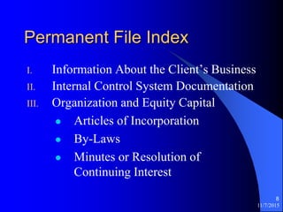 Audit Permanent File Example Audit working-papers | PPTX