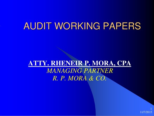 Audit Working Papers Audit Working Papers