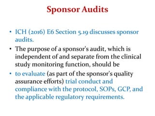 Audit, inspection and monitoring in clinical trial by Ashish singh ...