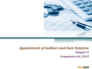 1

Appointment of Auditors and their Rotation

AUDIT AND AUDITORS
Chapter X
Companies Act, 2013

 
