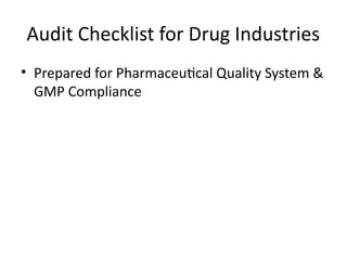 Drug Accountability Checklist.pdf Audit_Checklist_for_Drug_Industries_PPT.pptx