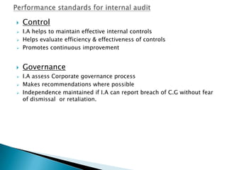 Deal with parties performing Int Audit