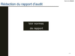 109
Rédaction du rapport d’audit
Prof. K. EL MENZHI
Voir normes
de rapport
 