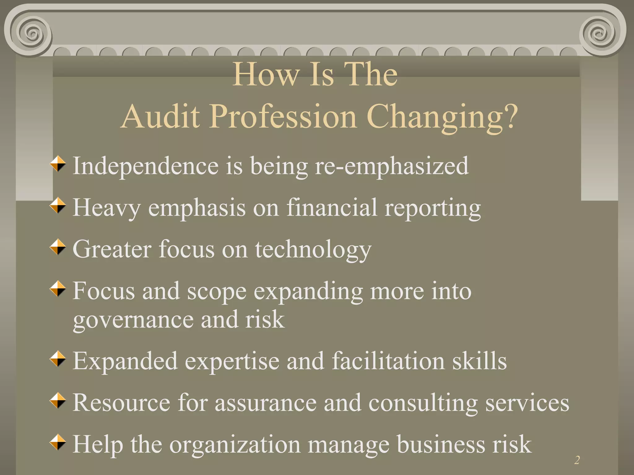 Audit, control and enterprise wide risk management | PPT