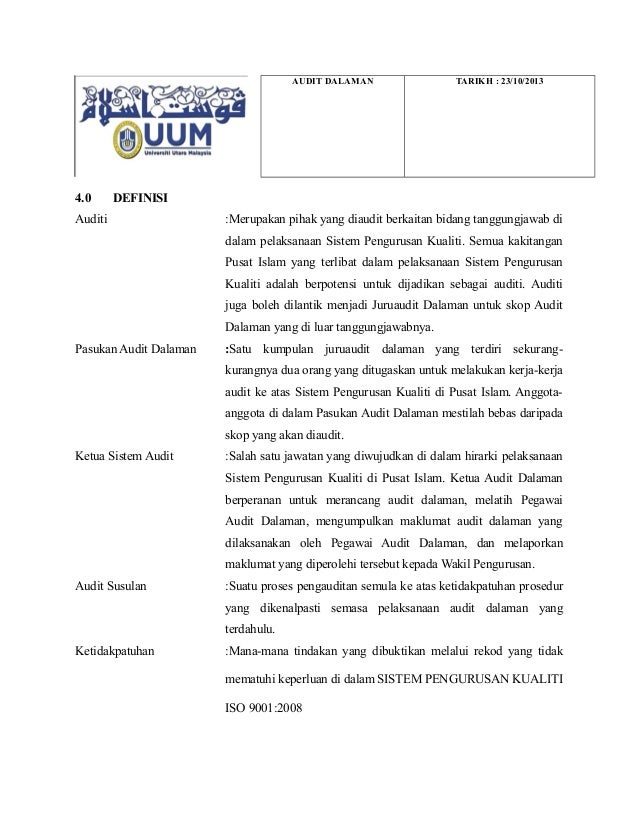 Contoh Laporan Audit Dalaman