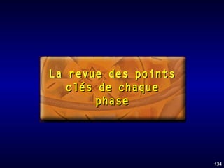 La revue des points
clés de chaque
phase

134

 