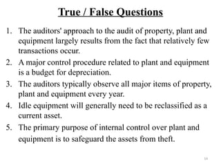 Chapter Five: Audit of Property, Plant, and Equipment and the Related  Depreciation | PPTX