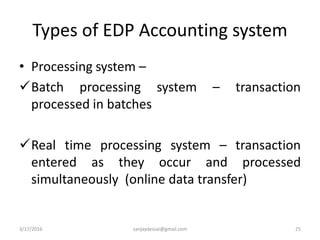 Edp Processing Audit in computerised informaton system environment and recent ...