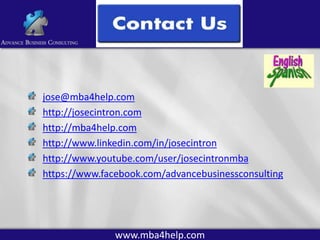 jose@mba4help.com
http://josecintron.com
http://mba4help.com
http://www.linkedin.com/in/josecintron
http://www.youtube.com/user/josecintronmba
https://www.facebook.com/advancebusinessconsulting

www.mba4help.com

 