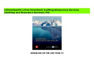 DOWNLOAD ON THE LAST PAGE !!!!
^PDF^ Auditing &Assurance Services (Auditing and Assurance Services) Online As auditors, we are trained to investigate beyond appearances to determine the underlying facts--in other words, to look beneath the surface. From the Enron and WorldCom scandals of the early 2000s to the financial crisis of 2007-2008 to present-day issues and challenges related to significant estimation uncertainty, understanding the auditor's responsibility related to fraud, maintaining a clear perspective, probing for details, and understanding the big picture are indispensable to effective auditing. With the availability of greater levels of qualitative and quantitative information (big data), the need for technical skills and challenges facing today's auditor is greater than ever. The author team of Louwers, Blay, Sinason, Strawser, and Thibodeau has dedicated years of experience in the auditing field to this new edition of Auditing &Assurance Services, supplying the necessary investigative tools for future auditors.
[#Download%] (Free Download) Auditing &Assurance Services
(Auditing and Assurance Services) File
 