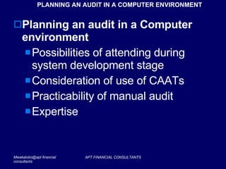 Auditing In Computer Environment Presentation | PPT