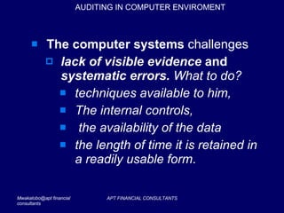Auditing In Computer Environment Presentation | PPT