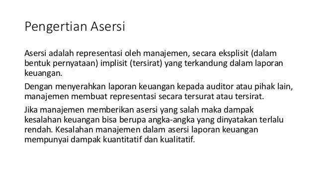 ASERSI DALAM LAPORAN KEUANGAN