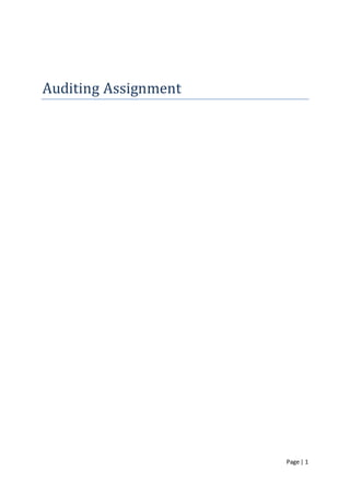 Page | 1
Auditing Assignment
 