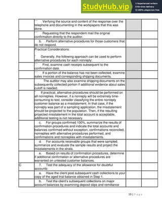 Confirmation Testing Workpaper Example Auditing Manual For A Poultry Business | PDF