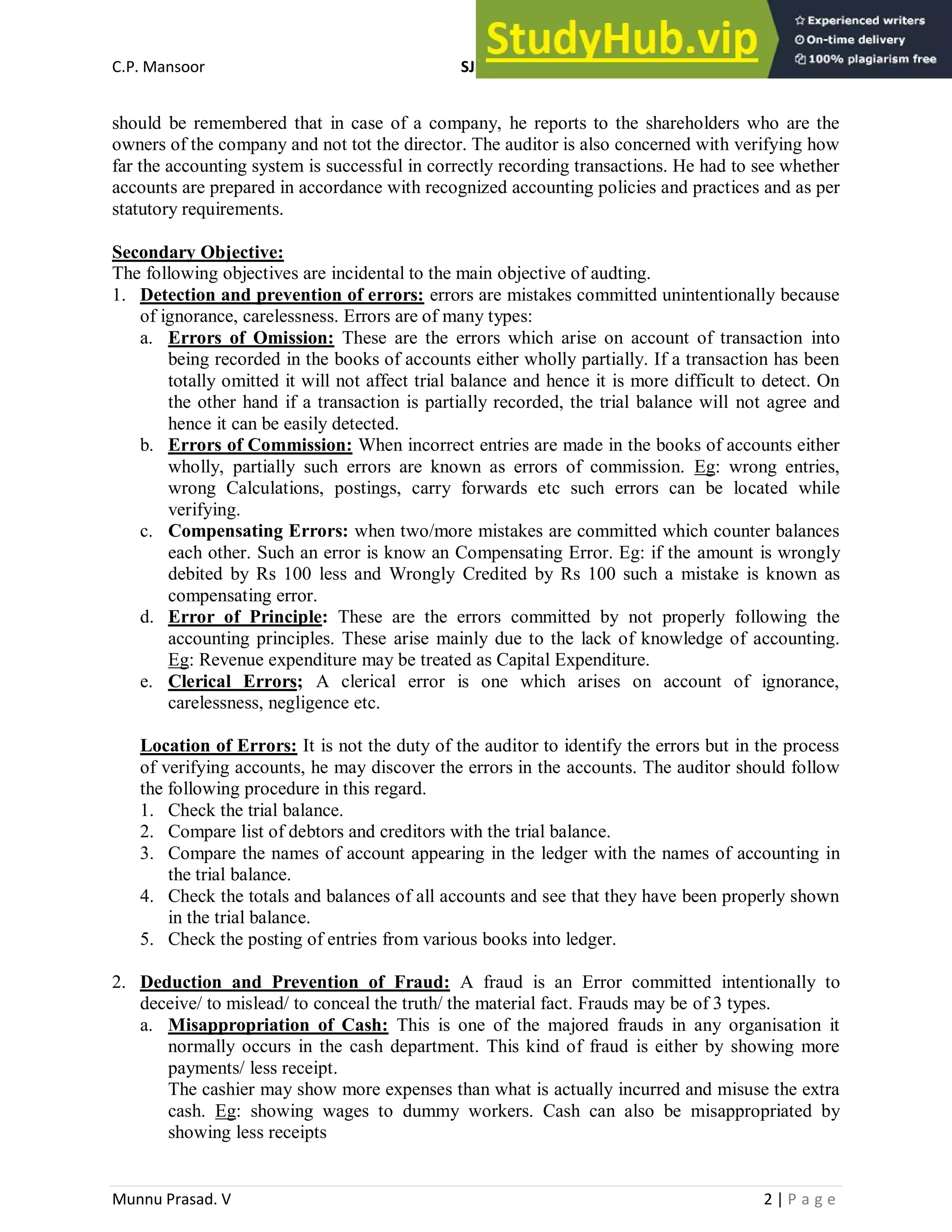 Auditing Notes. | PDF