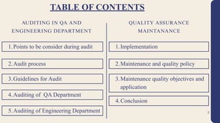 Comprehensive Auditing of Quality Assurance and Engineering Departments ...
