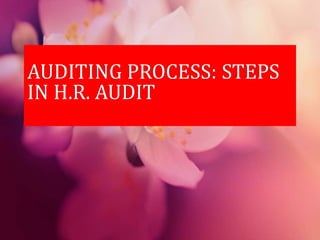 AUDITING PROCESS: STEPS
IN H.R. AUDIT
 