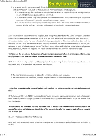 Auditing Questions And Answers | PDF