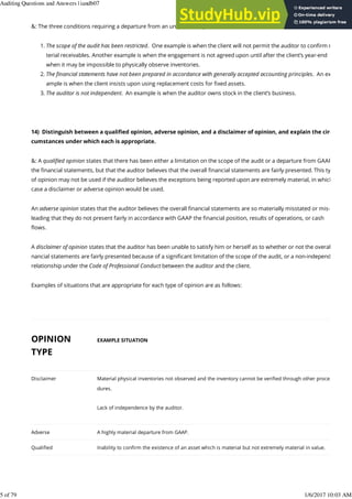 Auditing Questions And Answers | PDF