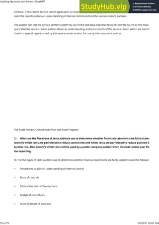 Auditing Questions And Answers | PDF