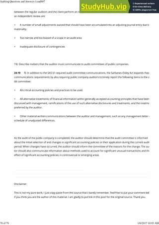 Auditing Questions And Answers | PDF