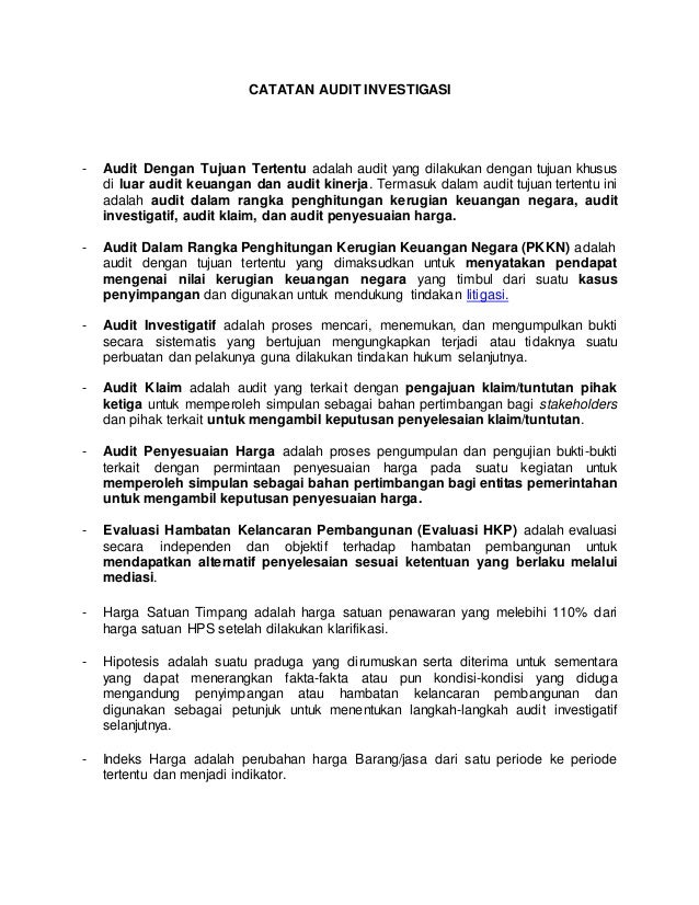 Contoh Laporan Hasil Audit Investigasi Guru Paud